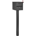 Global Equipment Residential Mailbox Front/Rear Access 12-1/2x13-5/8x18-1/4 48" Ground Post 493411BK